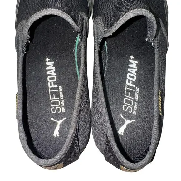PUMA SLIP-ON CANVAS SHOES WOMENS 9 BLACK GUM SOLE SOFTFOAM+ COMFORT - Picture 5 of 10